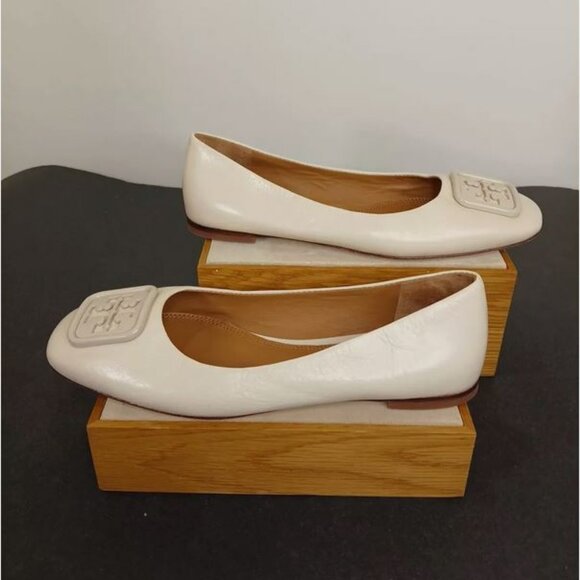 Brand New TORY BURCH sz 6 Beige wrinkle free Leather Ballet Flat Shoes 86721 - Picture 6 of 12